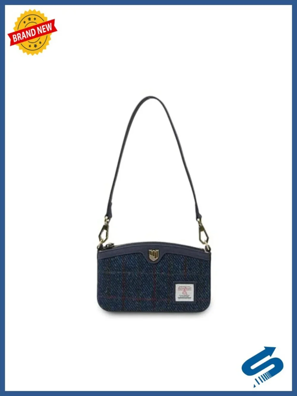 Harris Tweed Leather Crossbody Bag Convertible Clutch Detachable Strap